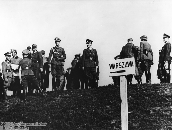 Adolf Hitler among General Field Officers and Adjutants with Advancing Troops (September 1, 1939)